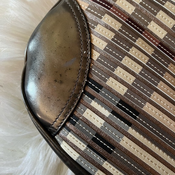 Burberry Olive Green Nova Check PVC and Patent Leather Brooke Hobo - Picture 9 of 13